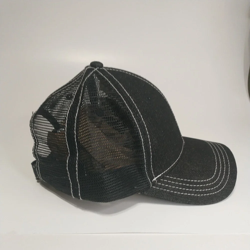 OTTO Mens Black Denim Trucker Hat Mesh Back EZ Shield Patch Adjustable 83-509